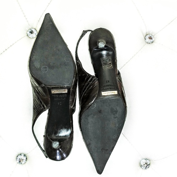 Dolce Gabbana croc  pointed toe kitten heels - Picture 3 of 7